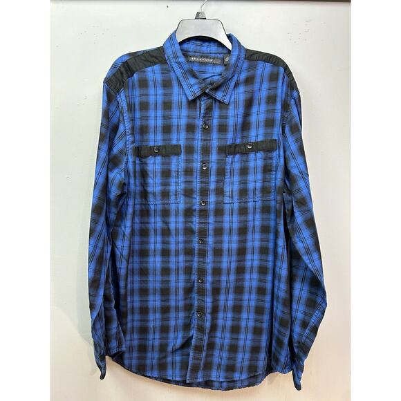 Sean John Shirt Men 3XL Long Sleeve Collared Plaid Blue Multicolor Button‎ Up - Picture 1 of 8